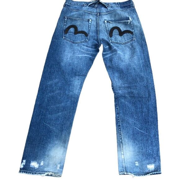 RARE Harris Tweed X Evisu Embroidered Jeans Size 36 - Picture 6 of 16